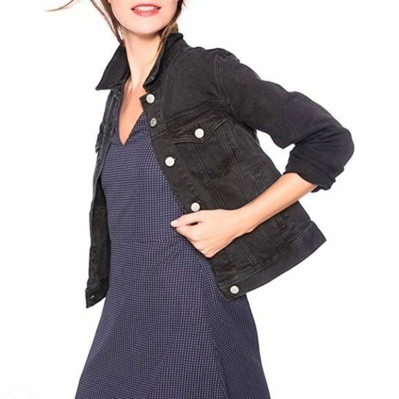 J. Crew Mercantile Black Denim Trucker Dark Wash Jacket XXS